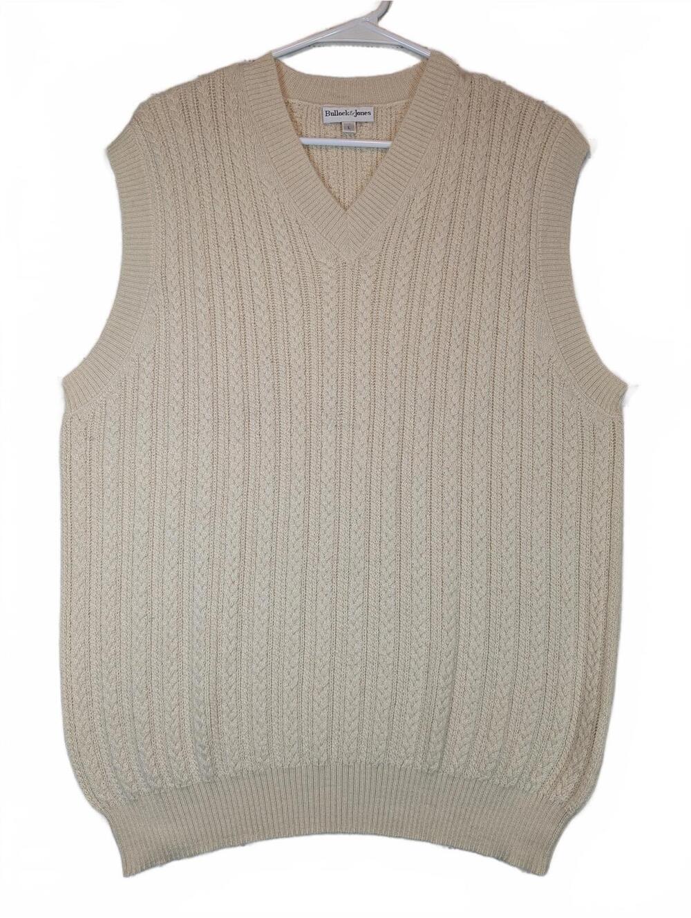 Bullock & Jones Cable Knit Sweater Vest V Neck Alpaca Silk Mens Large